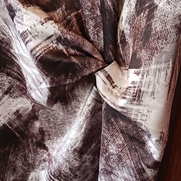 Simply Vera Wang Sleeveless Ruched Waist Brown Abstract Dress SMALL - Picture 3 of 8